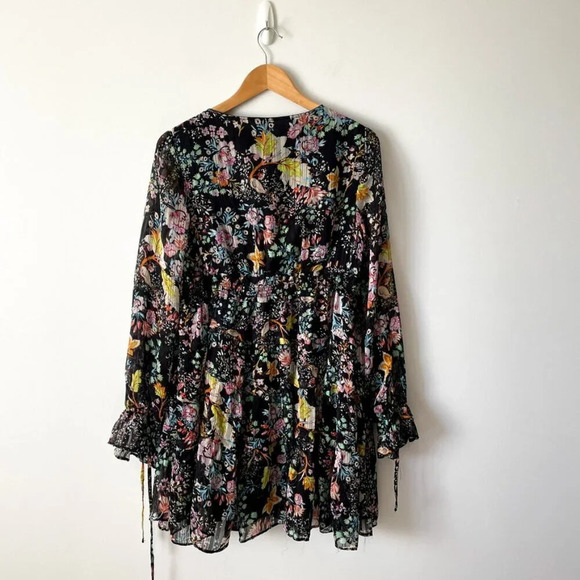 Free People Closer To The Heart Floral Tiered Puff Sleeve Dress Size Medium - Picture 10 of 13